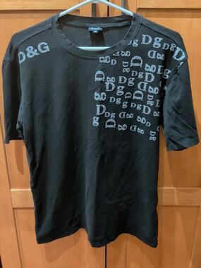 Dolce & Gabbana D&G Black Graphic T Shirt Mens Medium Designer Logo Tee